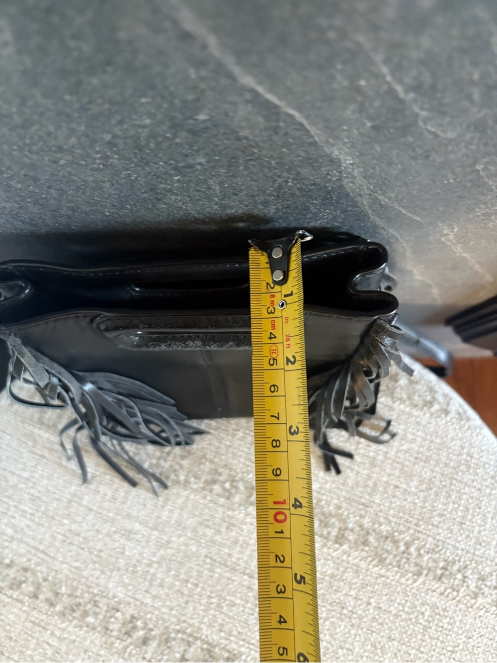 Maje Mini Black Fringe Leather Shoulder Bag - Picture 8 of 9